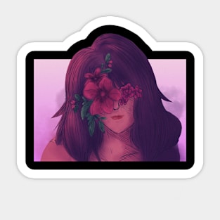 The woman and flower Sticker